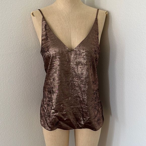 L’Agence Camisole V-Neck Tank Washed Foil in Copper Size XS - Picture 5 of 9